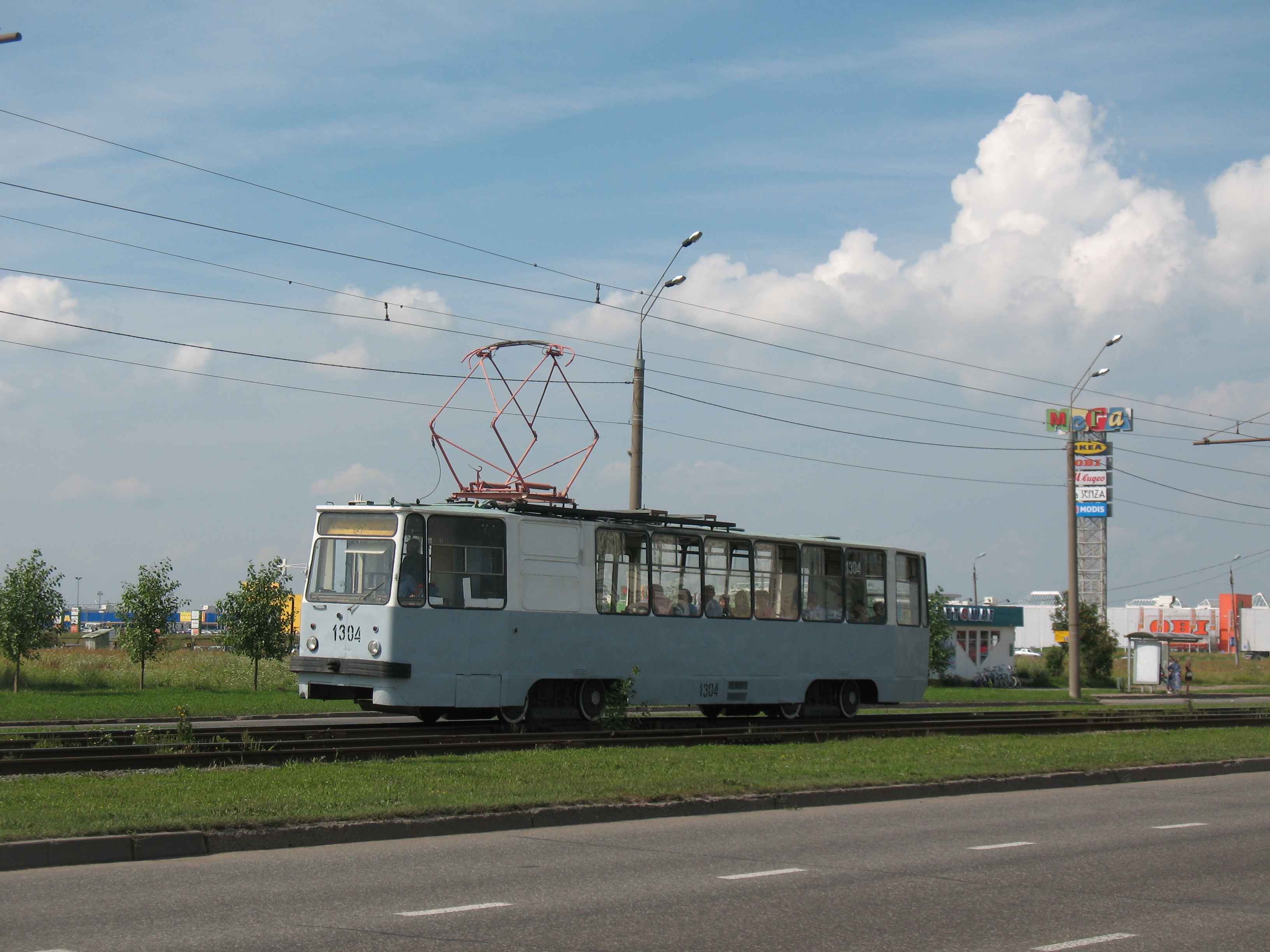 Трамвай ЛМ-93 1304, маршрут 21