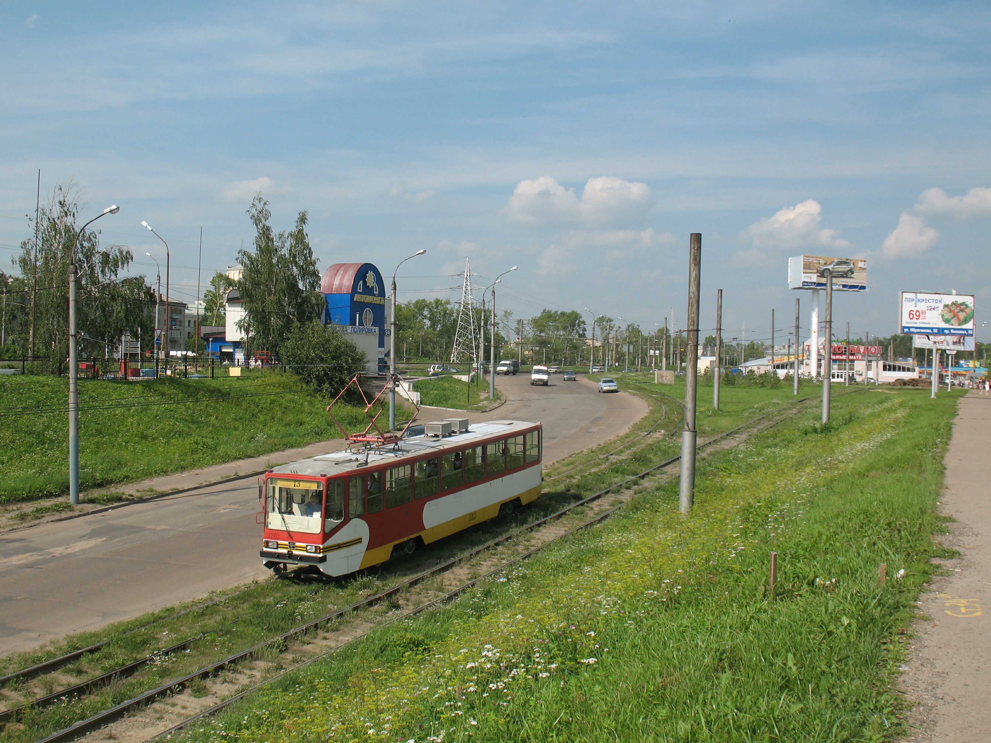 Трамвай СПЕКТР 71-402 2203 маршрут 13